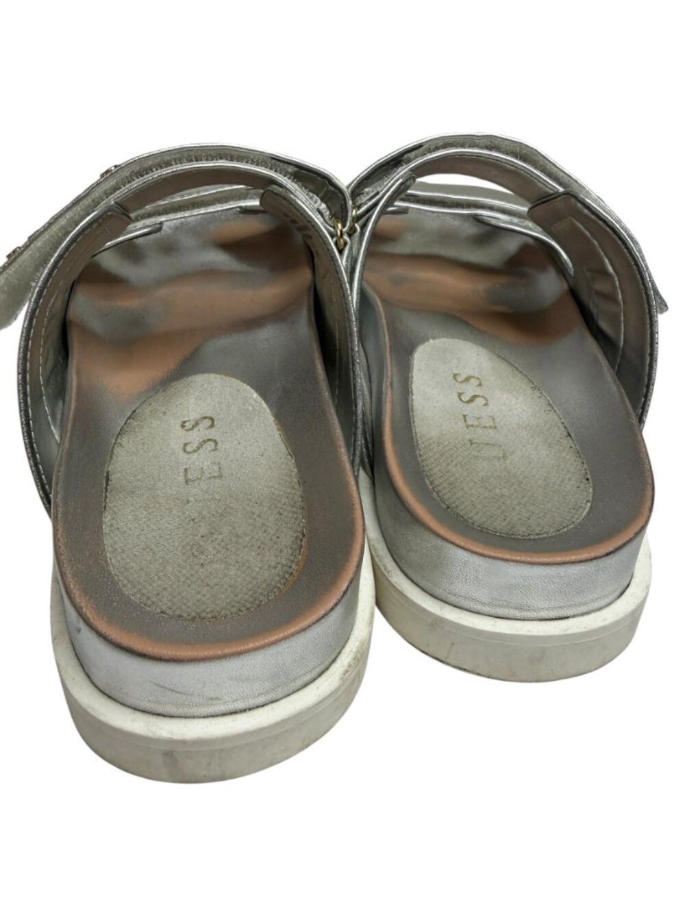 Guess Fabulon Sandals Shoes Faux Leather Slip On Women Metallic Silver 8.5 - Picture 7 of 12